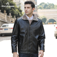 迪伽默 皮毛一体男款外套百搭简约商务休闲男士夹克