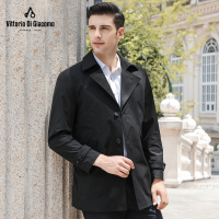 迪伽默 男士纯色中长款风衣百搭简约时尚休闲