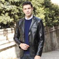 迪伽默 意大利VDG 西装领男式皮衣百搭简约商务休闲男士皮衣