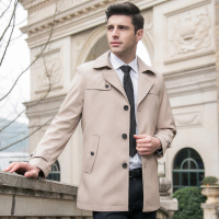 迪伽默 男士中长款纯色休闲风衣外套 2色可选
