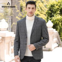 迪伽默 男装格子单西男士休闲西装外套男式西服