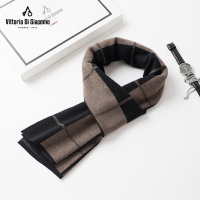 迪伽默 羊毛混纺围巾百搭简约时尚条纹撞色男士围巾