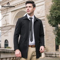 迪伽默 意大利VDG 男款纯色翻领商务休闲中长款男士风衣