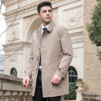 迪伽默 男式商务休闲中长款风衣秋季中年男士外套