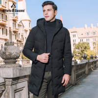 迪伽默 连帽长款羽绒服男士90白鸭绒冬季保暖外套