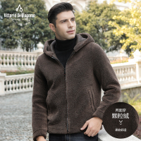 迪伽默 意大利VDG 颗粒绒皮毛一体男士连帽时尚休闲外套 4色可选
