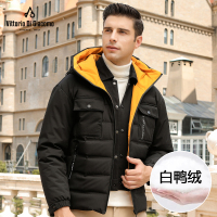 迪伽默 90白鸭绒羽绒服百搭简约时尚休闲连帽