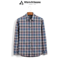 迪伽默 男士羽绒衬衫90白鸭绒磨毛彩格