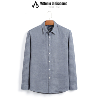 迪伽默 男士羽绒衬衫90白鸭绒磨毛竖条