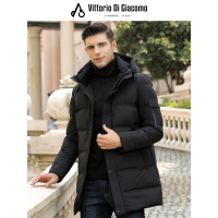 迪伽默 意大利VDG 男士纯色连帽中长款休闲羽绒服 2色可选