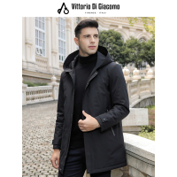 迪伽默 中长款90白鸭绒羽绒服百搭连帽字母印花 2色可选