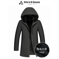 【水貂毛领】【兔毛内胆】迪伽默 商务休闲外套可脱卸风帽皮草