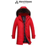 【狐狸毛领】迪伽默 连帽中长款90白鸭绒休闲羽绒服 3色可选