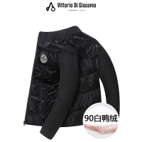 迪伽默 意大利VDG 短款立领90白鸭绒针织袖羽绒服