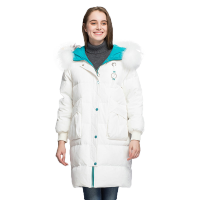 冰洁 女士羽绒服女加厚中长款连帽外套冬季时尚保暖防寒服