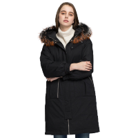 冰洁 冬季女士羽绒服过膝白鸭绒外套大毛领加厚时尚貉子毛