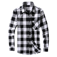 冰洁 纯绵磨毛长袖衬衫男修身春秋时尚格子衬衣男中青年休闲百搭上衣