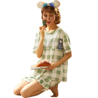 迪奥 2020夏季纯棉睡衣短袖短裤两件套韩版学生可爱家居服