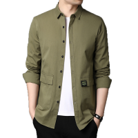 冰洁 秋季纯棉男长袖衬衫韩版潮流休闲外穿中年男士秋装衬衣外套