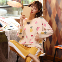 迪奥 女士居家休闲春秋套装小清新配色时尚简约宽松睡衣家居服两件套女