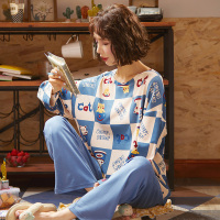 迪奥 女士家居服休闲套装格子款式好看韩版宽松睡衣女套装可外穿