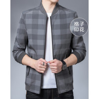 迪伽默 秋季男式男款格子时尚休闲男士夹克外套