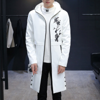 AEMAPE苹果 秋季风衣男修身中长款韩版休闲连帽男士风衣