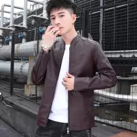 AEMAPE苹果 男士秋季皮衣修身立领皮夹克外套男装机车服潮流休闲