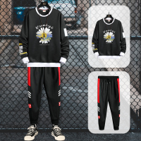 AEMAPE苹果 秋季休闲运动套装新款男装圆领套头宽松舒适时尚印花