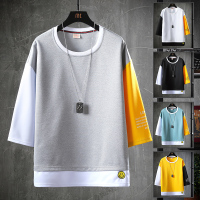 CARTELO 2020秋季都市潮牌拼色假两件七分袖卫衣男百搭男士休闲外套