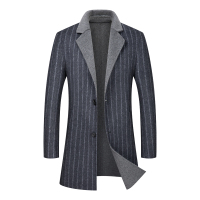 冰洁 男士条纹双面呢外套冬季休闲呢子大衣百搭商务绅士男装