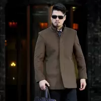 冰洁 冬季中年男士羊毛呢大衣中长款保暖舒适休闲百搭外套商务