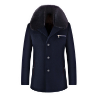 冰洁 冬季爸爸装冬装毛呢大衣男士中老年毛领羊毛呢子外套保暖