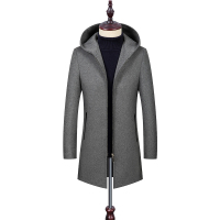 冰洁 男士毛呢大衣连帽休闲外套冬季新款中长款商务百搭羊毛呢子