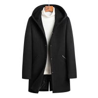 冰洁 冬季男士中长款连帽外套百搭舒适休闲呢子大衣商务绅士