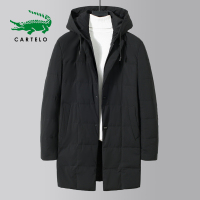 CARTELO 冬季新款男式羽绒服90%白鸭绒外套中长款连帽保暖外套