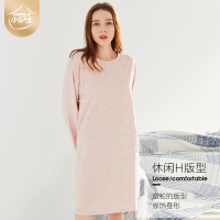 小护士睡裙女纯棉睡衣长袖休闲舒适可爱圆领女士家居服JJQ010