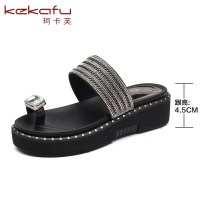 珂卡芙拖鞋女夏外穿女鞋2018新款夏季平跟沙滩鞋防水台厚底拖鞋女
