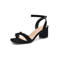 珂卡芙高跟凉鞋女2019夏季新款时尚休闲低帮一字带仙女粗跟女凉鞋