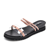 珂卡芙拖鞋女夏外穿女鞋2019新款夏季平跟沙滩鞋防水台厚底拖鞋女