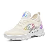 珂卡芙透气运动鞋女2019春秋季新款纱中跟圆头系带休闲时尚女鞋