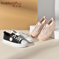 珂卡芙休闲鞋女2019秋季新款韩版百搭小白鞋女平底鞋真皮拼接女鞋