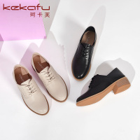 珂卡芙英伦风女单鞋2019秋季新款学生百搭小皮鞋简约时尚粗跟女鞋