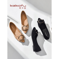 珂卡芙尖头女单鞋2019秋季新款柔软透气鞋子舒适浅口女鞋平底鞋