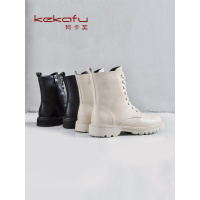 珂卡芙马丁靴女英伦风2019冬季新款百搭ins八孔短筒真皮拼接女靴