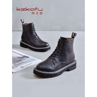 珂卡芙帅气马丁靴女英伦风2019冬季新款百搭短筒靴舒适真皮女靴