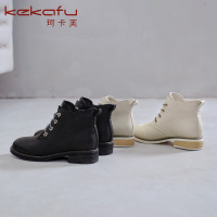 中性风马丁靴女2019冬季新款平跟舒适短筒女靴百搭英伦中跟短靴女