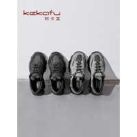 珂卡芙真皮休闲运动鞋女2019冬季新款网红百搭网面透气鞋系带女鞋