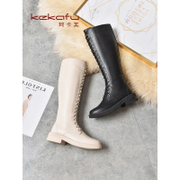 珂卡芙靴子女2019秋款长靴粗跟百搭高筒英伦风骑士靴潮网红长筒靴