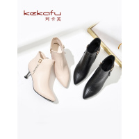 珂卡芙细跟时装靴女2019冬季新款英伦风尖头高跟靴婚宴短筒女靴